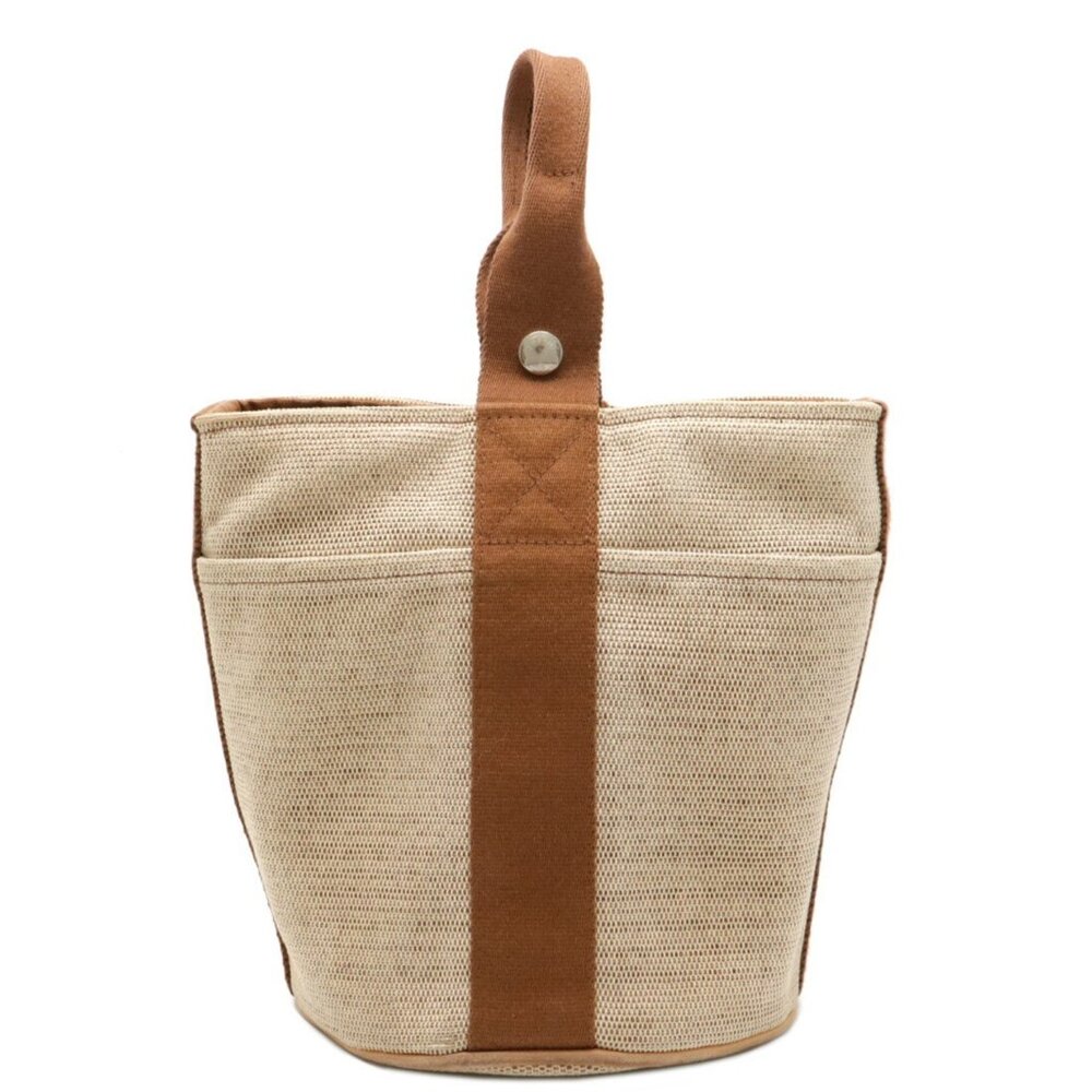 Hermes Beige and Brown Canvas Hobo Tote